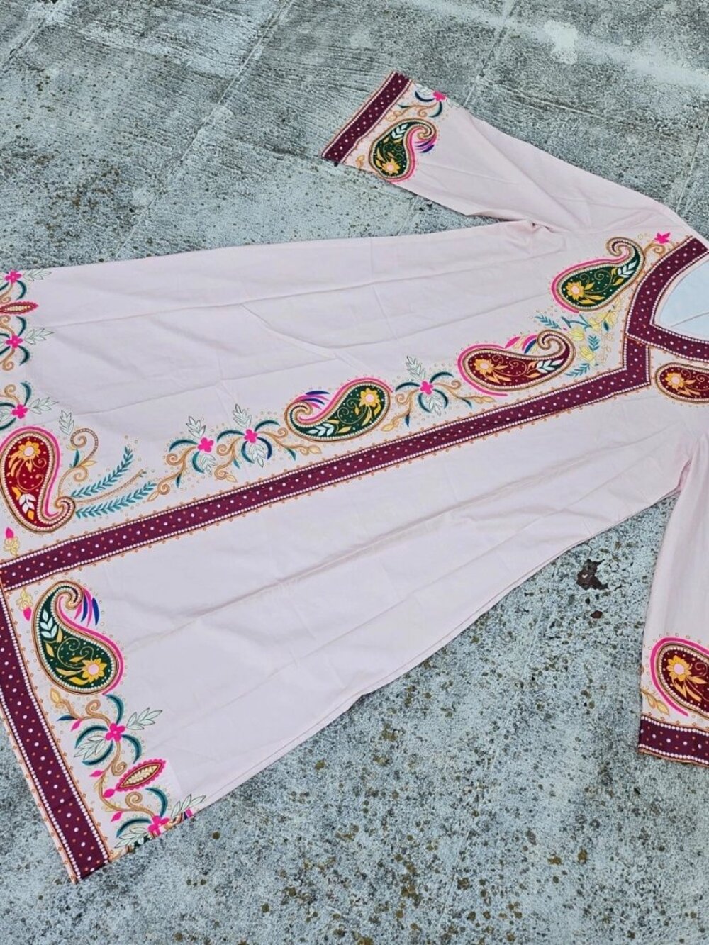 Women Dress Middle Eastern Robe Spring Summer Fashion Ethnic Print Size Plus 2XL - Picture 7 of 12